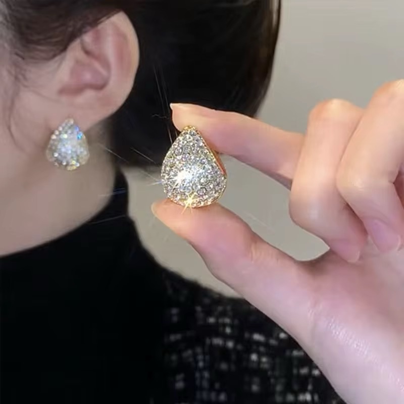 Super Shiny Pave Lab Diamond 14k Gold Plate Huggies Hoops